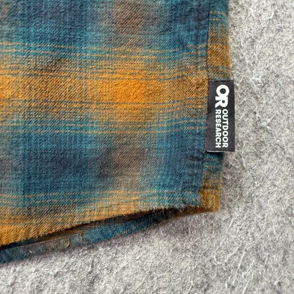 Outdoor Research Flannel Shirt Men 2XL Orange Blue Plaid - Picture 5 of 14